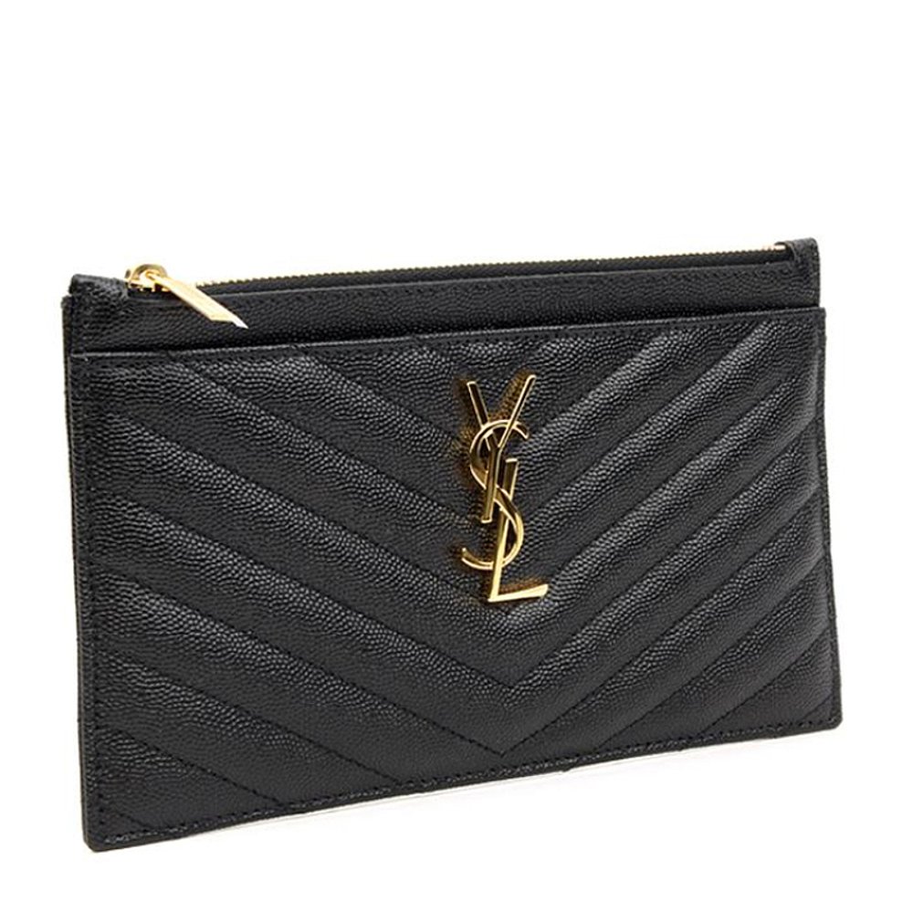 YSL 圣罗兰 女士黑色字母logo手拿包 636312-BOW01-1000