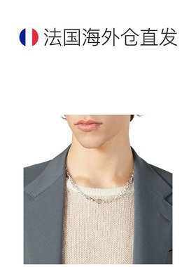 自营GUCCI/古驰 23新款 男士925银链条和交织GG细节项链吊坠配饰