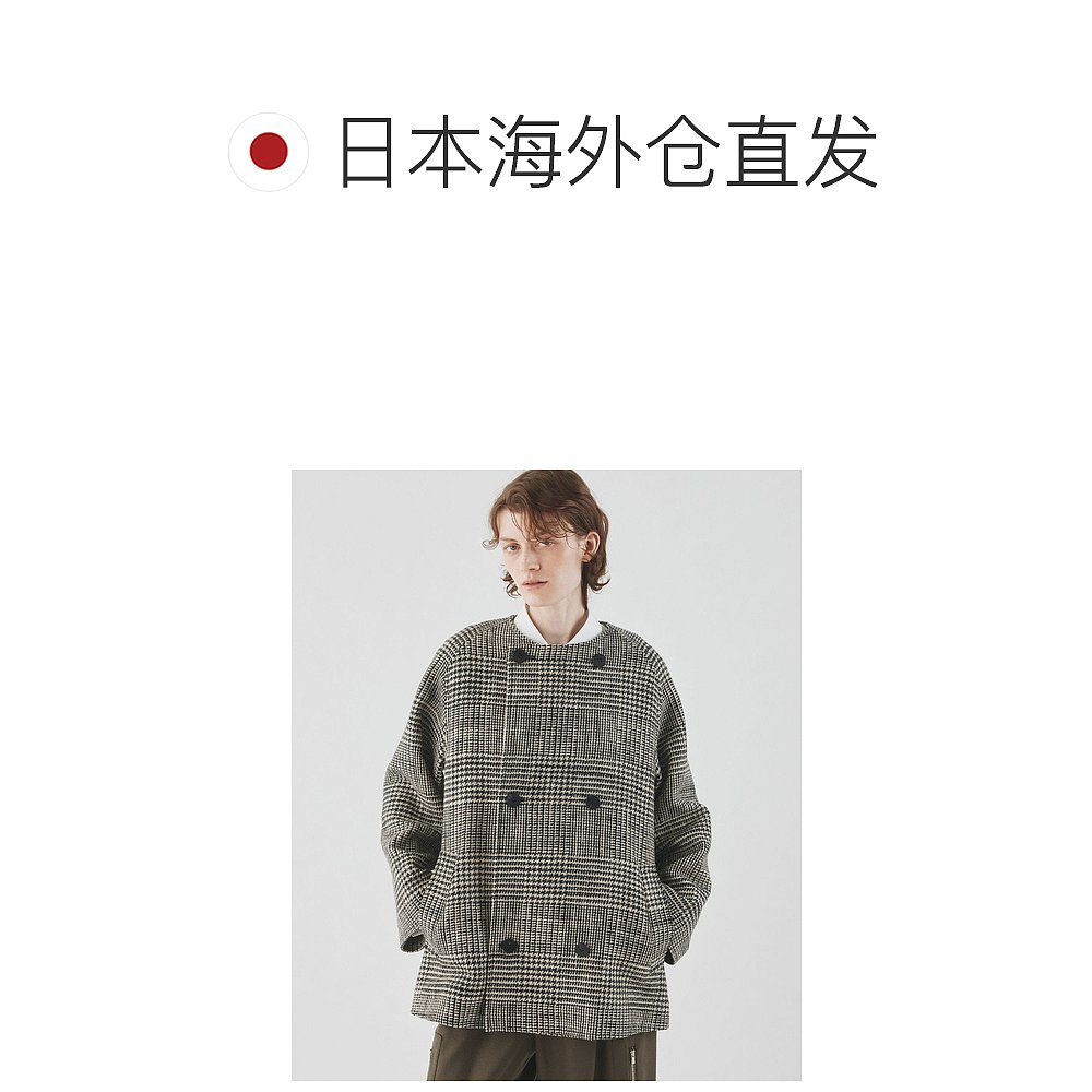 日本直邮GALERIE VIE Grenache Check 无彩色连帽短风衣外套 - 图1