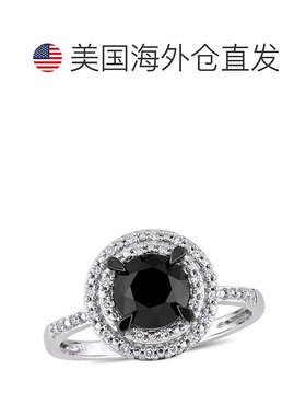 自营mimi & maxMimi&Max 1 5/8ct TW黑白钻石双光环戒指14k白金-