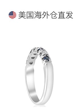 自营 pompeii3pompeii 3pompeii 1/3 克拉蓝色蓝宝石和钻石结婚戒