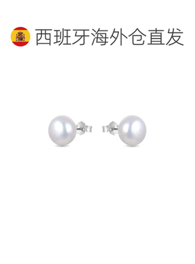 欧洲直邮LUXENTER Essential白色珍珠耳环 镀铑 西班牙轻奢珠宝品