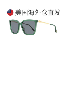 自营Jimmy Choo 女士方形太阳镜 Totta /G 1EDIR 绿色/金色 56 毫