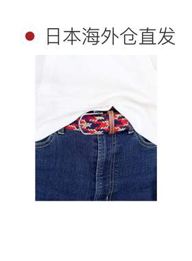 日本直邮帆布网眼腰带 黑色白色线条 男女通用布腰带