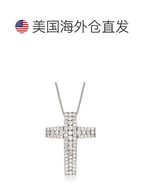 Ross-Simons Diamond Cross Pendant Necklace in Sterling Silve