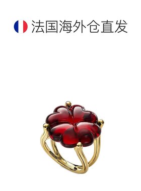 自营欧洲直邮BACCARAT/巴卡拉 TRÈFLE四叶草系列 红色水晶镶嵌镀