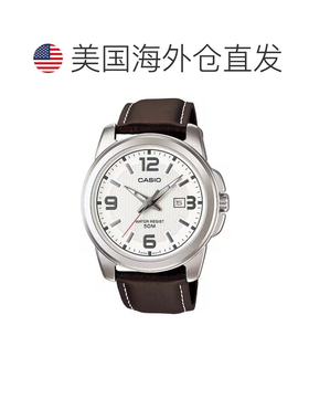 自营Casio Men’s White Dial Leather Strap Watch - MTP-1314L-