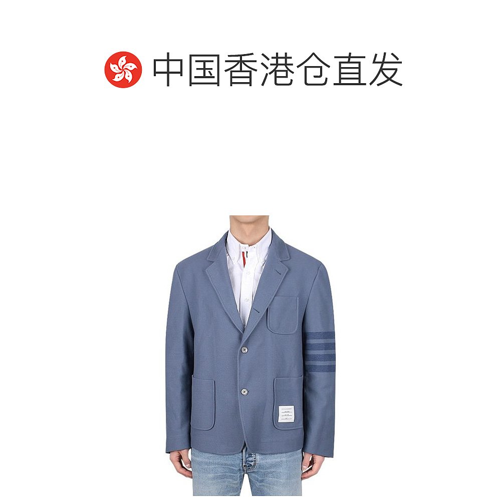 香港直邮奢选THOM BROWNE 蓝色男士夹克 MJT362A-06772-422 - 图1