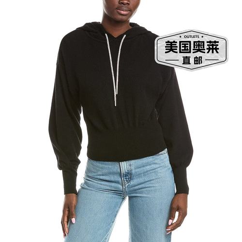 自营 brodie cashmereBrodie羊绒Glitz Smiley羊绒连帽衫-黑色 美 - 图0