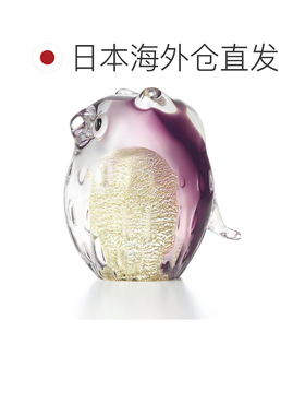 【日本直邮】ADERIA 津轻手作玻璃大猫头鹰开运风水摆件 紫暮 F75
