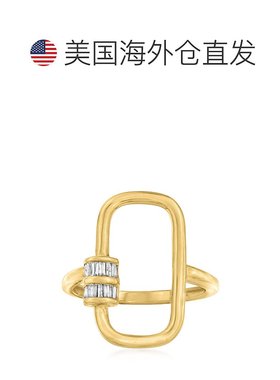 自营 Ross-Simons 18kt 金镀在纯银上锥形长方形钻石椭圆登山扣环