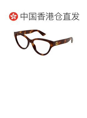1h可退 香港直邮GUCCI 女士眼镜 GG1581O002 CO 棕色 几何平光镜