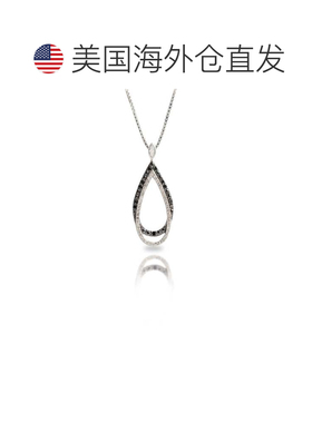 自营max + stone纯银 0.5 克拉白色和黑色钻石泪滴形项链，带可调
