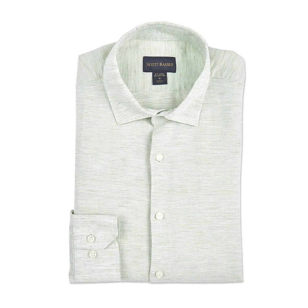 scott barberMen Barre Shirt In Celadon- celadon【美国奥莱-图2