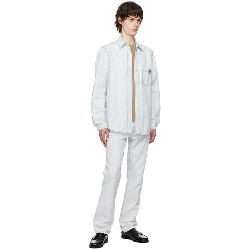 1h可退 潮奢 Bally 巴利 男士 蓝色牛仔衬衫 MSH02KCO412 - 图2