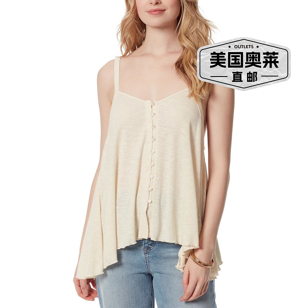 jessica simpsonWomens Asymmetric Button Down Tank Top - gard - 图0