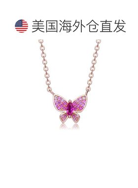 自营geneviveGa 纯银 18k 玫瑰金镀红宝石和钻石立方氧化锆密镶蝴