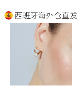 欧洲直邮LUXENTER Uldi白色珍珠耳环 18K黄金电镀 西班牙轻奢珠宝