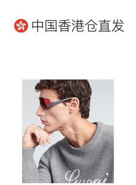 1h可退 香港直邮潮奢 Gucci 古驰 男士 防护罩太阳眼镜 grey灰色