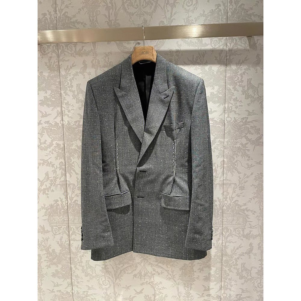 香港直邮DIOR HOMME 灰色翻领西服上衣 243C252A-5633-880