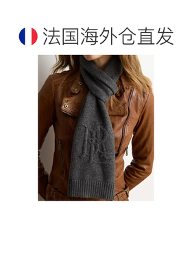 自营欧洲直邮Ralph Lauren拉夫劳伦 女士炭灰色混纺刺绣围巾配饰