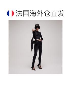 自营欧洲直邮GUCCI古驰 女士黑色印花斜纹丝带
