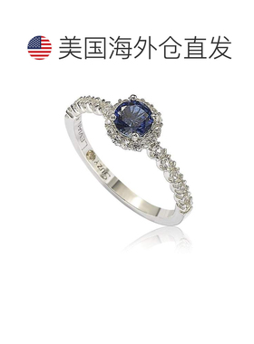 自营Suzy Levian 纯银蓝宝石（0.54cttw）和钻石口音小巧新娘戒指