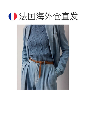 自营欧洲直邮Ralph Lauren拉夫劳伦 女士棕色牛皮细系带腰带