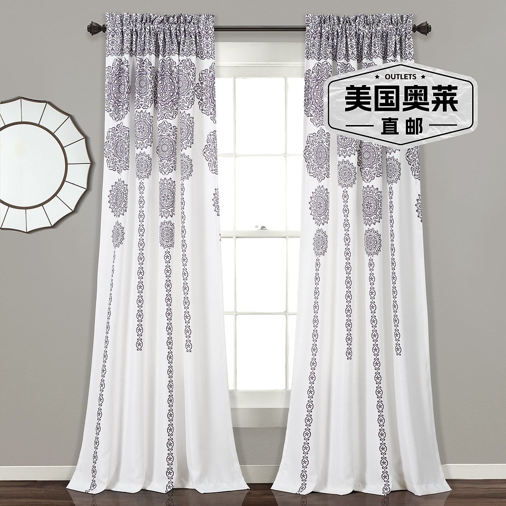 lush decorStripe Medallion Light Filtering Window Curtain Se-图0