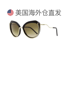 自营Karl Lagerfeld女式椭圆形太阳镜KL928S 532黑色/金色55mm-53