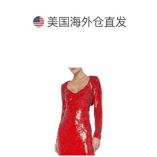 自营 L'AGENCE罗科亮片Shrug-红色性感 美国直发奥莱 - 图1