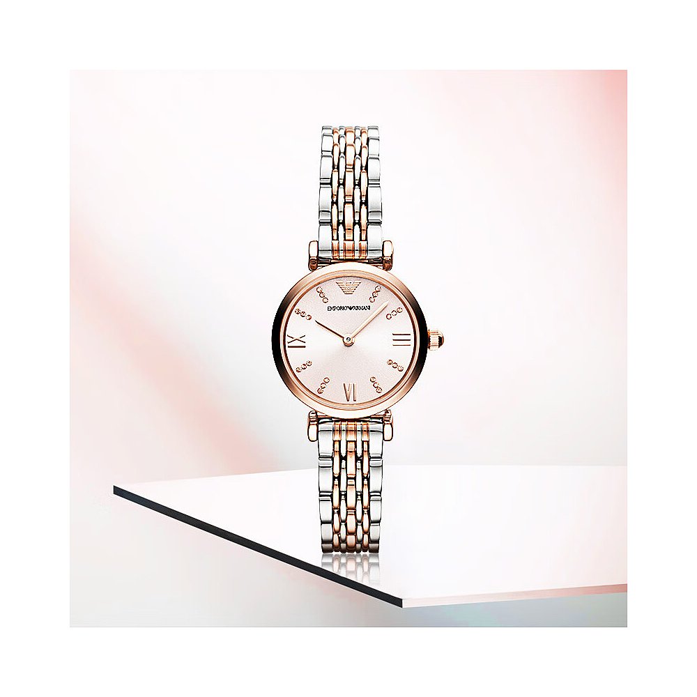 Direct mail from Hong Kong Armani Armani watch for women with diamond-encrusted steel belt and quartz expression as a gift for girls
