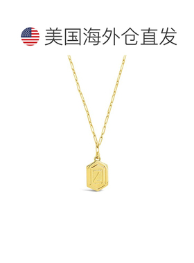 自营sterling forever 六边形标签初始项链 金 z 美国奥莱直发