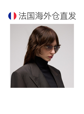 自营欧洲直邮GUCCI古驰 女士金色金属镂空GG渐变太阳镜