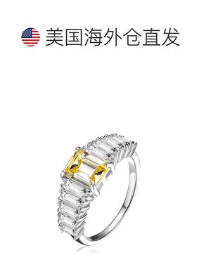 自营 GENEVIVE 纯银黄色立方氧化锆簇状戒指 - 黄色 美国奥莱直发