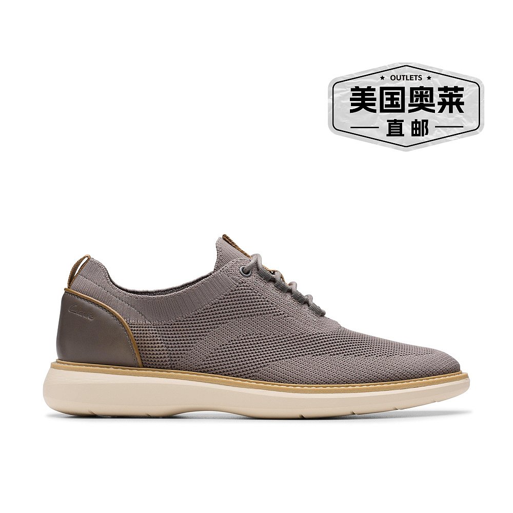 自营 Clarks Brantin针织灰色纺织品-灰色针织 男鞋美国直发奥莱 - 图0