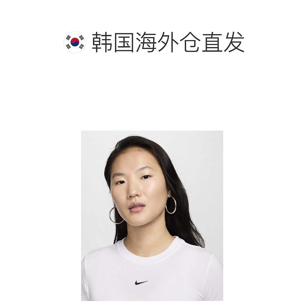 韩国直邮NIKE 女士运动T恤W NSW NK CHLL KNT MD CRP - WHITE/(BLA - 图1