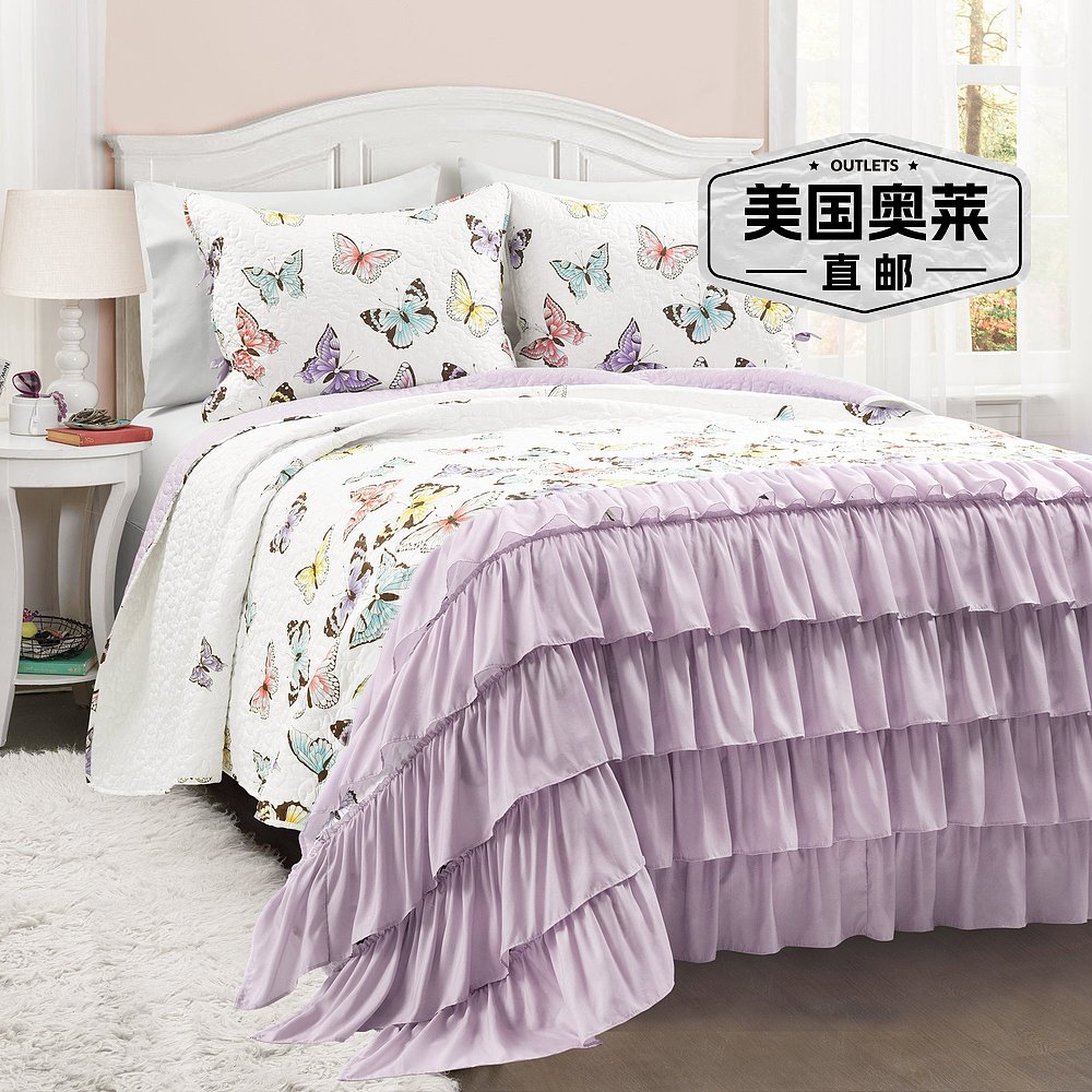 lush decorFlutter Butterfly Quilt 3 Piece Set Full/Queen - l - 图0