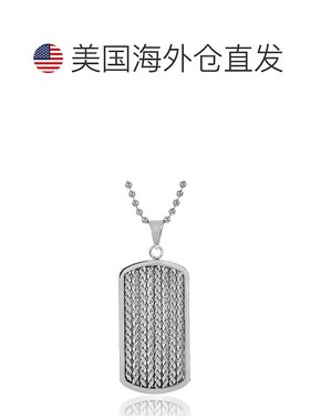 自营 Crucible Los Angeles 不锈钢电缆镶嵌狗牌吊坠 - 银 美国奥