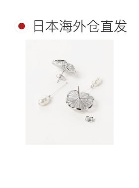 日本直邮BEAMS HEART 双层仿珍珠花朵耳钉