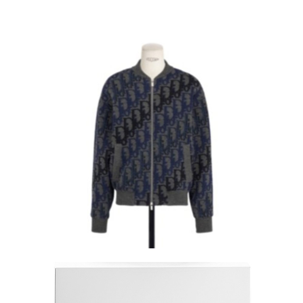 1h可退 DIOR 男士外套 613M403A2026C885 SS2025 蓝色 logo图案拉 - 图3