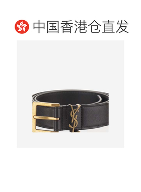 香港直邮Saint Laurent 黑色翻毛皮腰带 Cassandre Vadim