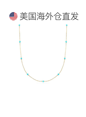 自营Ross-Simons 意大利 4 毫米绿松石站项链 14 克拉黄金 - 18