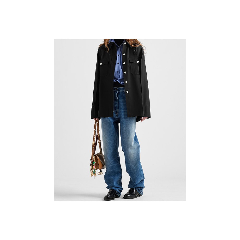 1h可退 PRADA 女士外套 P614S108NSOOOF0002 SS2025 黑色 长袖衬 - 图0
