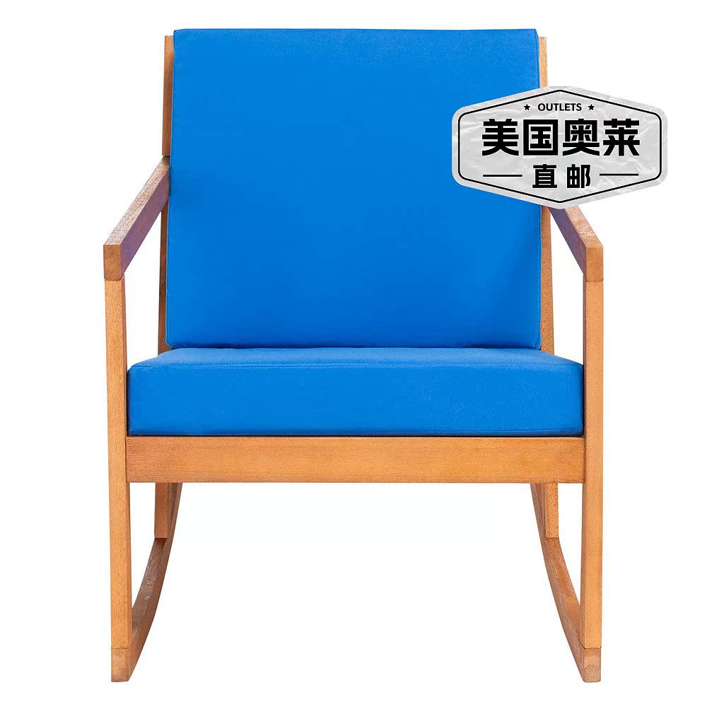 自营 safavieh弗农摇椅 - 天然/宝蓝色 美国奥莱直发 - 图0