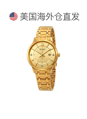自营Bulova Men's Diamond 42mm Quartz Watch - gold 美国奥莱直
