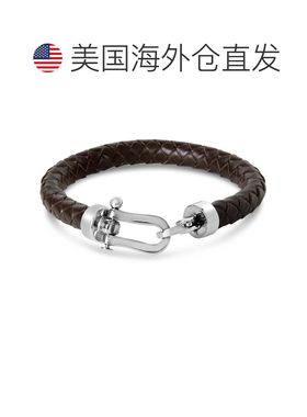 自营Bruno Magli Mens Chorded Leather Bracelet, Mahogany - br