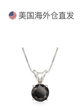 Ross-Simons 14 克拉白金黑钻单石项链 - 18 英寸 【美国奥莱】直