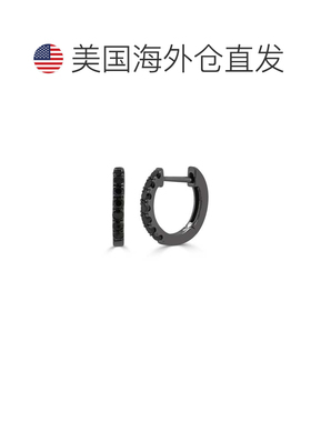 自营sabrina14K Black Gold Black Diamond Hoop Earrings - rose