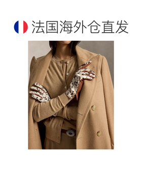 自营欧洲直邮Ralph Lauren拉夫劳伦 女士干邑色牛毛拼皮手套